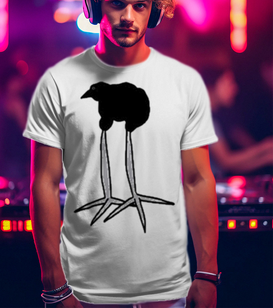 Zasha Charcoal Raven Bird Long Legs T-Shirt