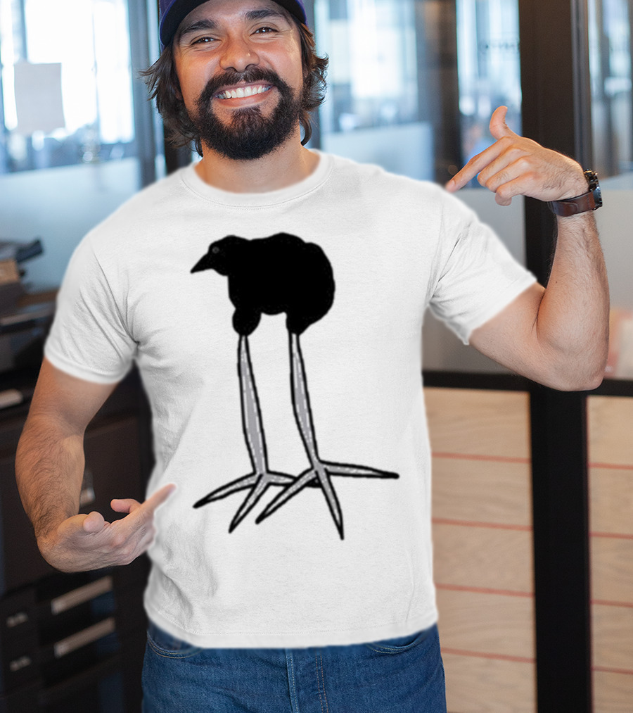 Zasha Charcoal Raven Bird Long Legs T-Shirt