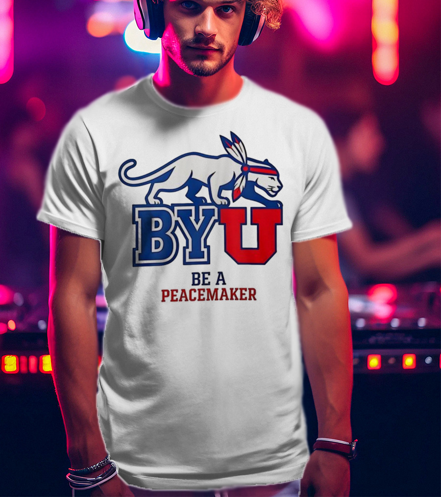 BYU Be A Peacemaker Cougar Logo T-Shirt