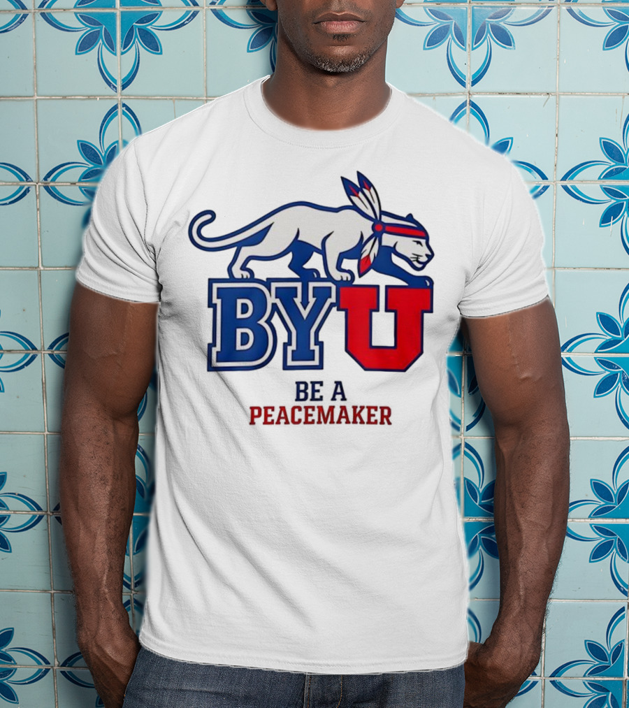 BYU Be A Peacemaker Cougar Logo T-Shirt