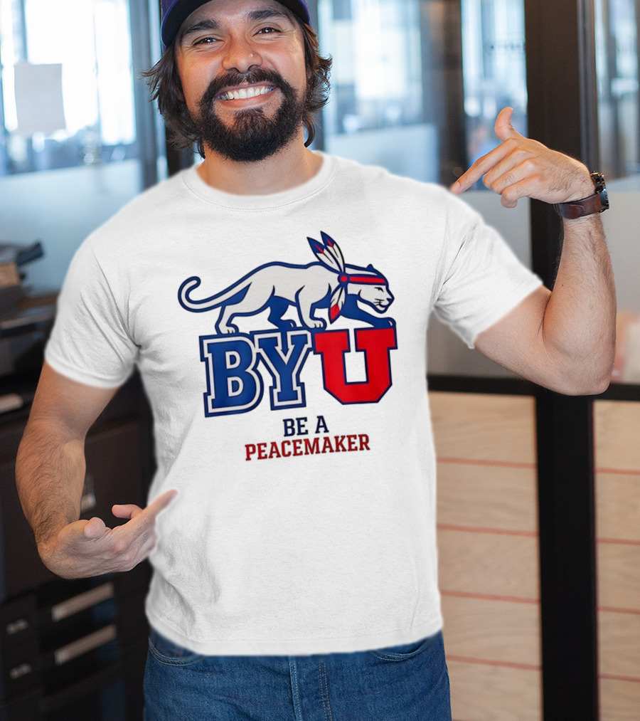 BYU Be A Peacemaker Cougar Logo T-Shirt