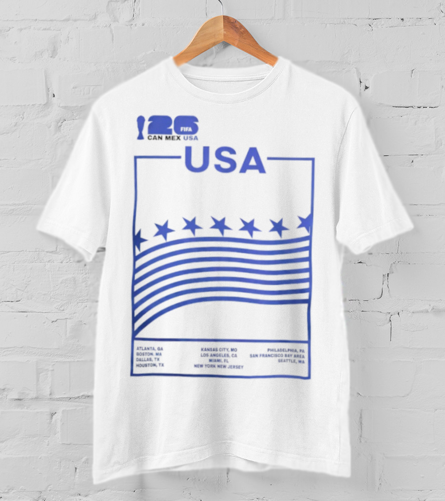 FIFA World Cup 2026 Host USA CAN MEX Stars Flags T-Shirt