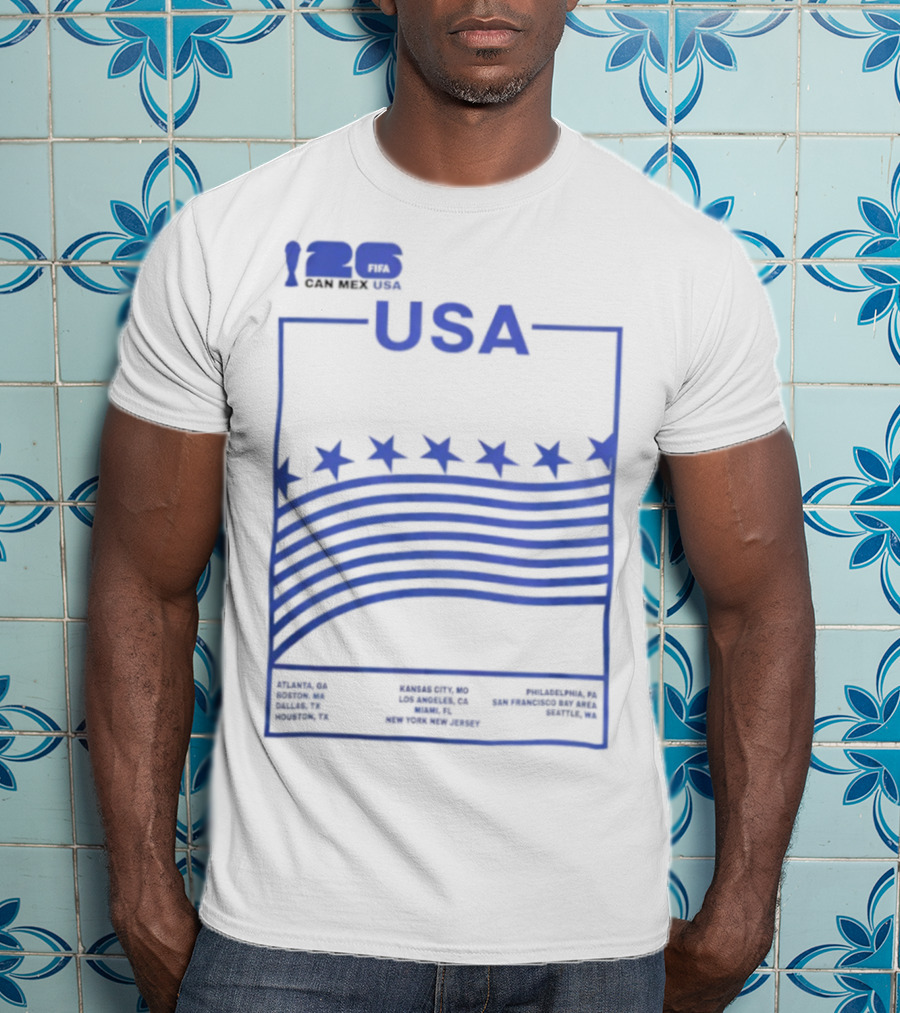 FIFA World Cup 2026 Host USA CAN MEX Stars Flags T-Shirt