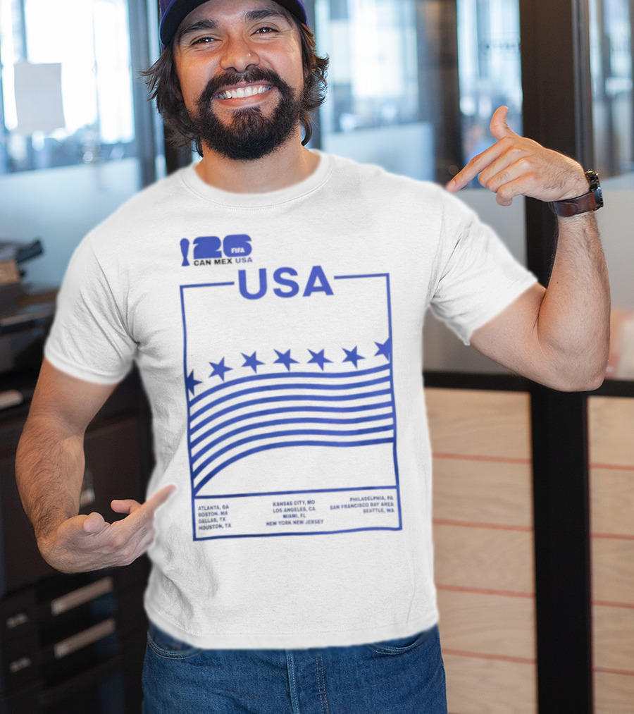 FIFA World Cup 2026 Host USA CAN MEX Stars Flags T-Shirt