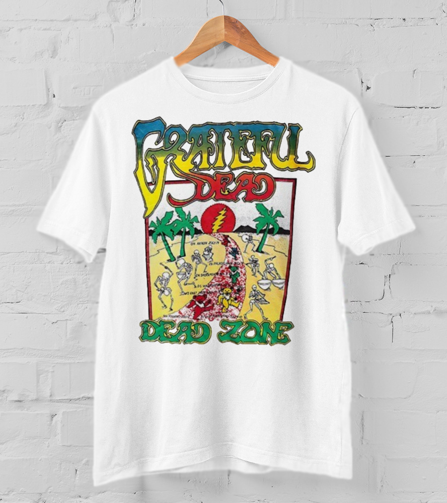 Grateful Dead Skeleton Dead Zone With Desert Scene And Dates T-Shirt