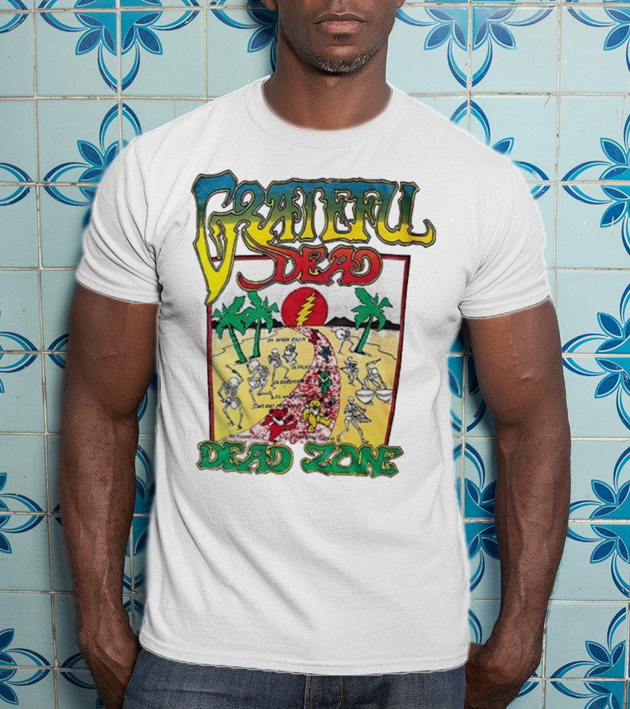 Grateful Dead Skeleton Dead Zone With Desert Scene And Dates T-Shirt