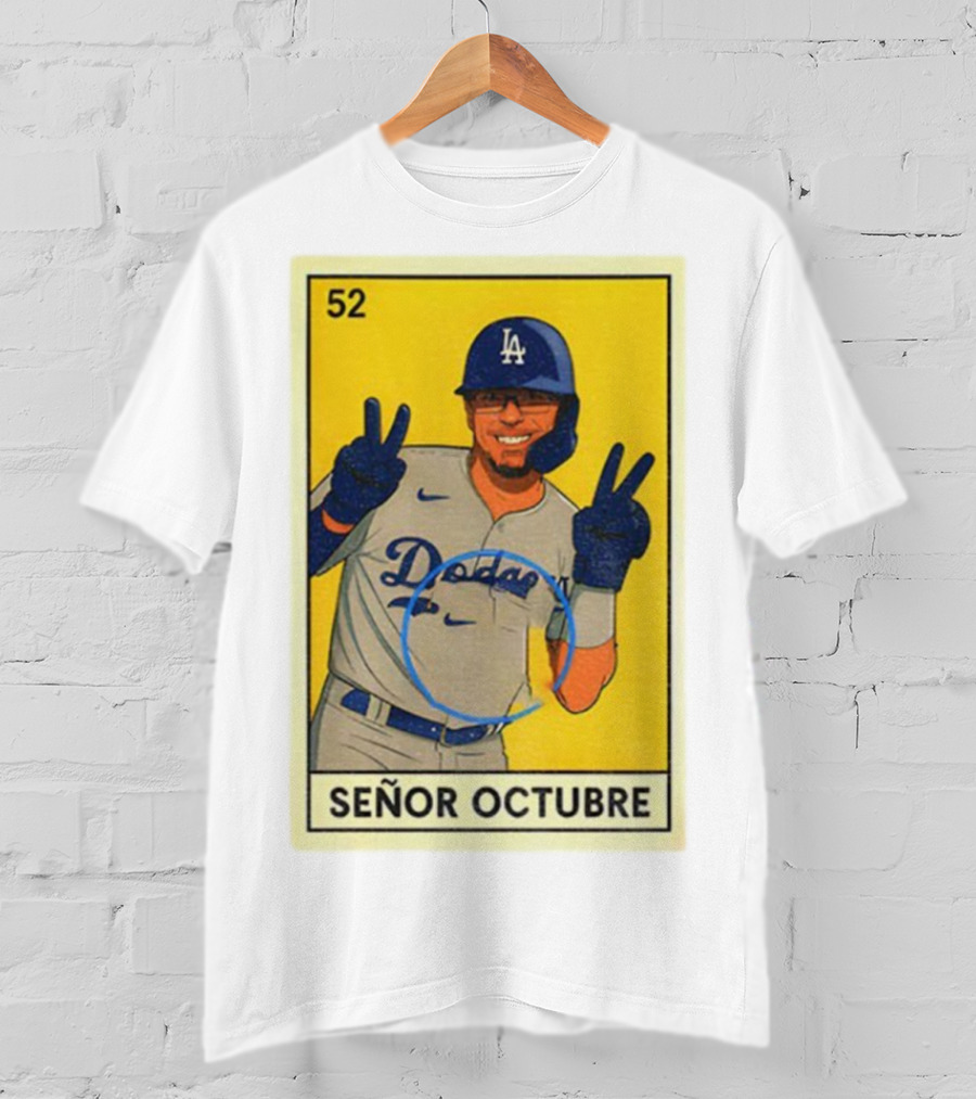 Señor Octubre Los Angeles Dodgers Kike Hernandez 52 MLB Baseball Card T-Shirt