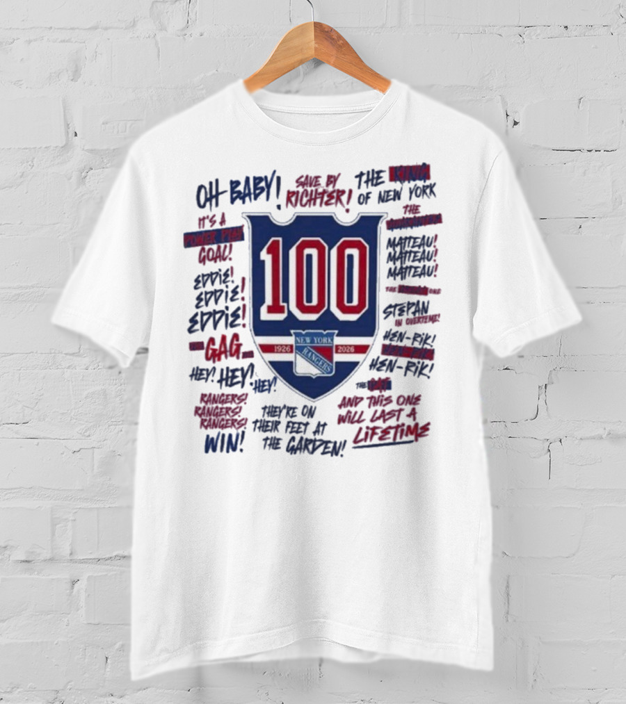 New York Rangers We Bleed Blue Centennial 100th Anniversary 1926-2026 NY Hockey Heritage T-Shirt