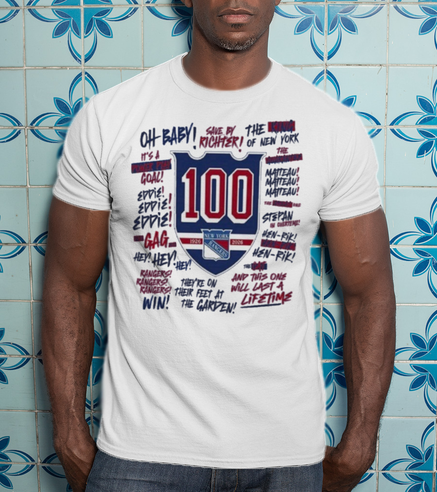 New York Rangers We Bleed Blue Centennial 100th Anniversary 1926-2026 NY Hockey Heritage T-Shirt