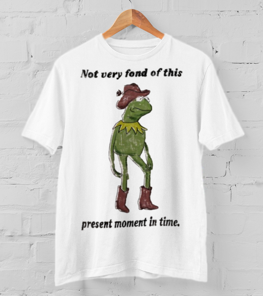 Not Very Fond Of This Present Moment In Time Frog Cowboy Boots Hat T-Shirt