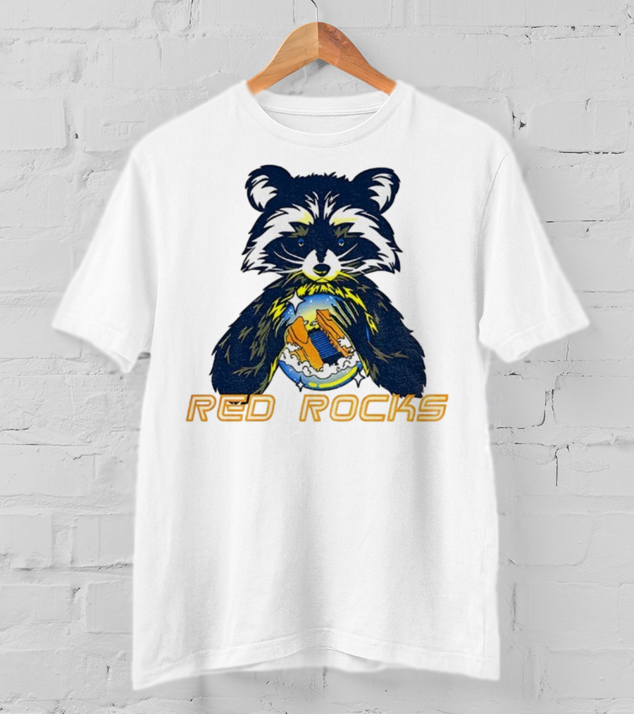 Red Rocks Raccoon Crystal Ball Graphic Tee T-Shirt