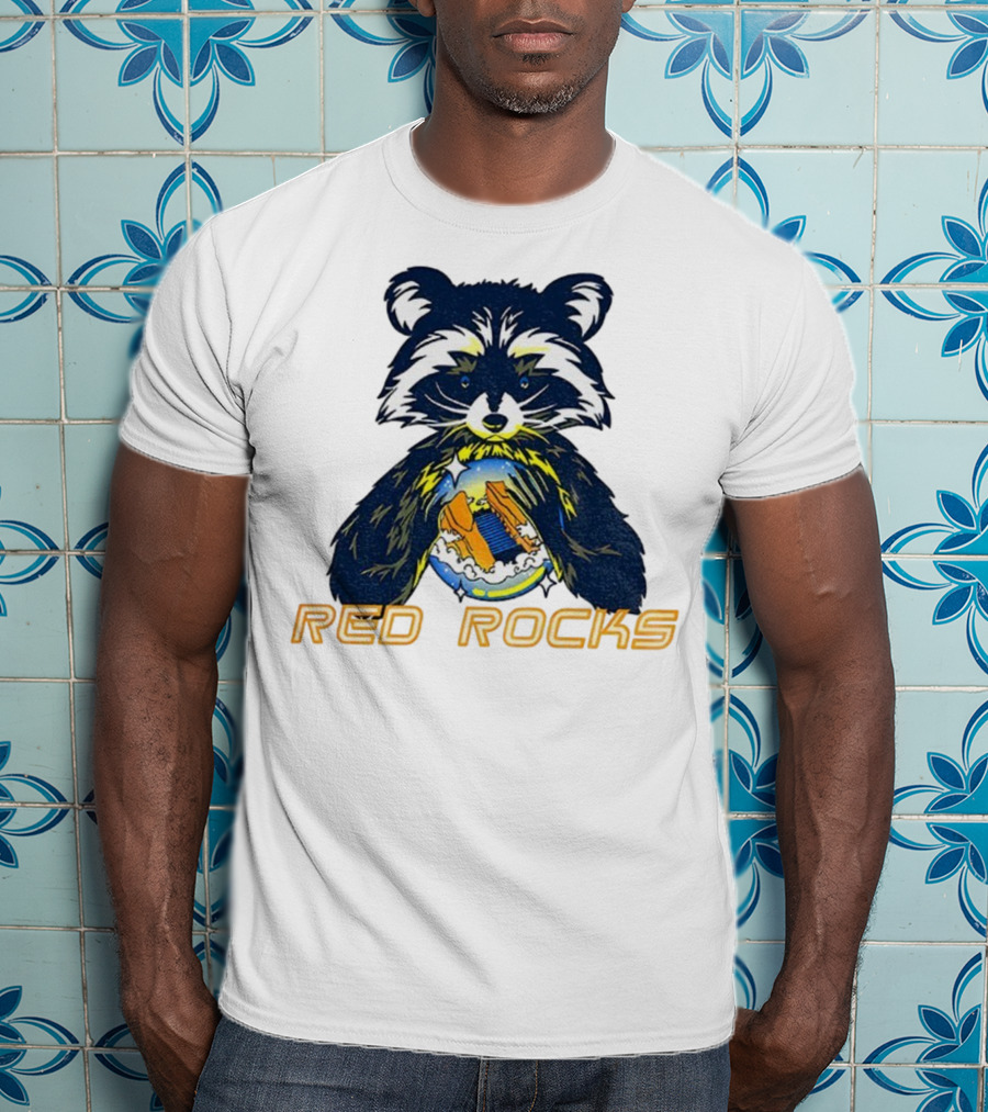 Red Rocks Raccoon Crystal Ball Graphic Tee T-Shirt