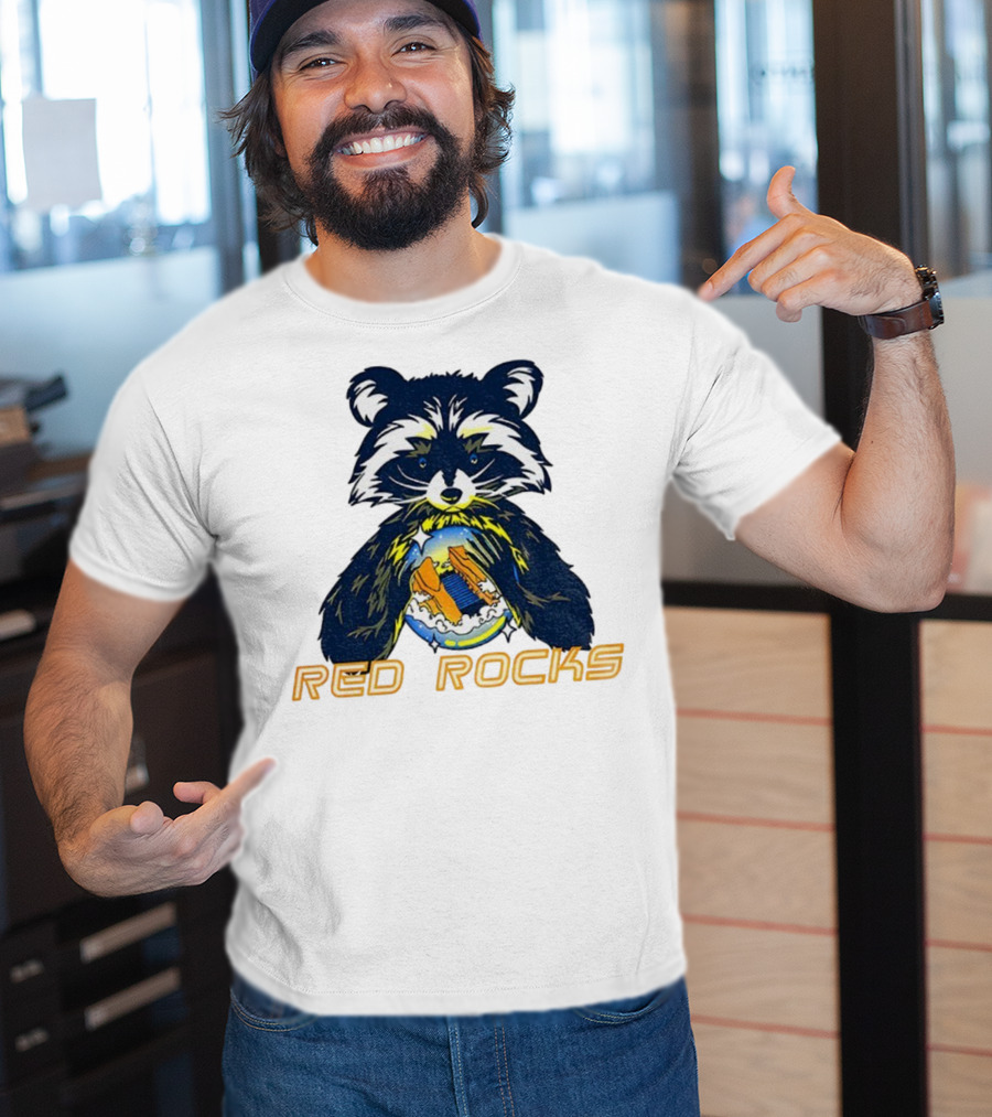 Red Rocks Raccoon Crystal Ball Graphic Tee T-Shirt