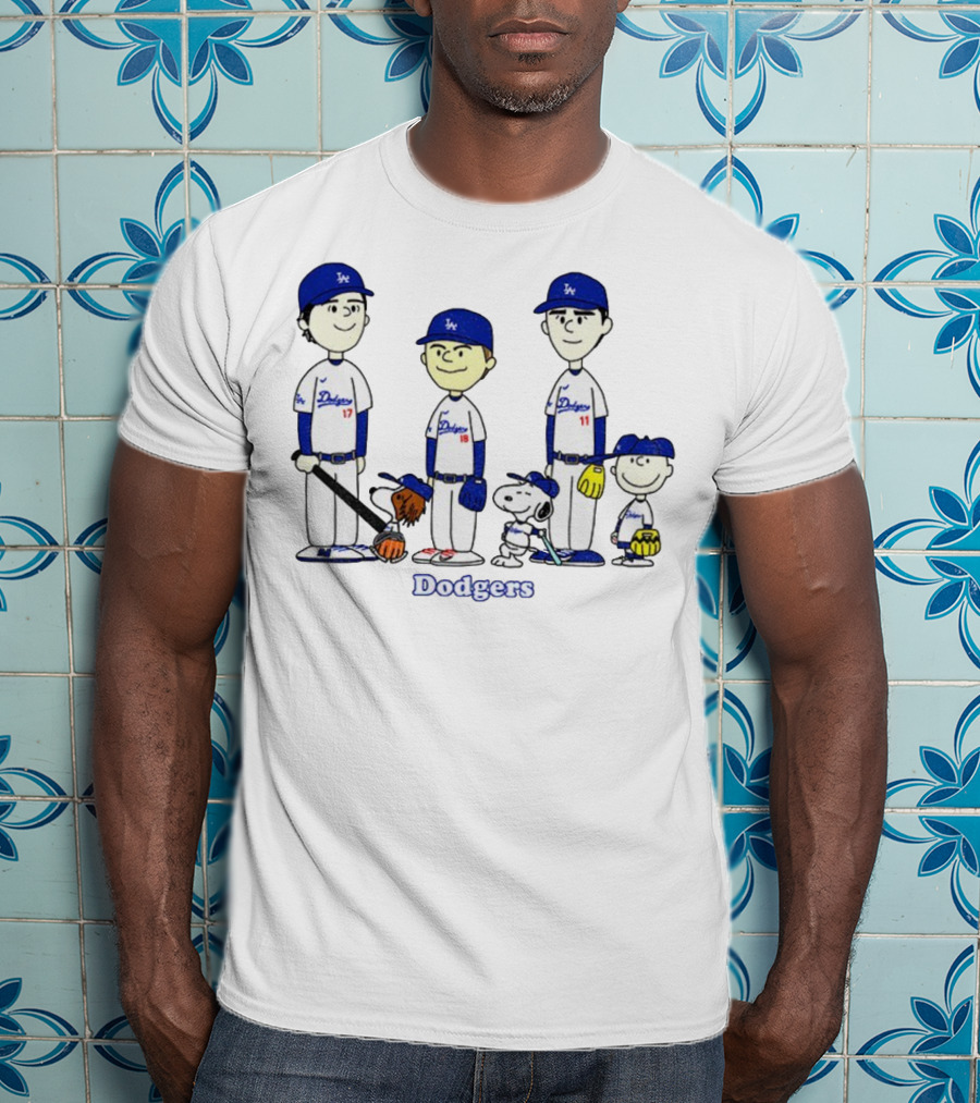 Dodgers Snoopy Peanuts Yoshinobu Yamamoto Shohei Ohtani Tommy Edman MLB Baseball T-Shirt
