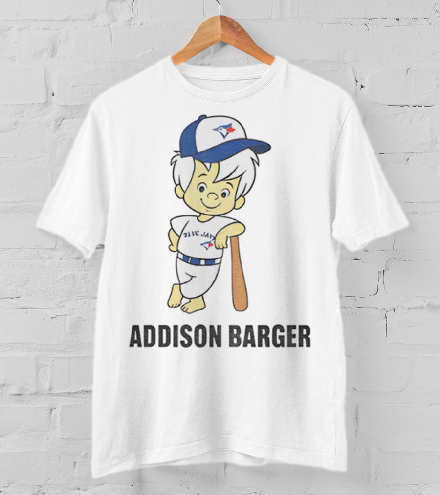 Toronto Blue Jays Addison Barger Illustration With Bat And Cap T-Shirt