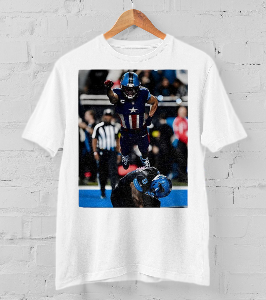 Detroit Lions Amon Ra St Brown Jahmyr Gibbs Captain America Spider-Man NFL Football T-Shirt