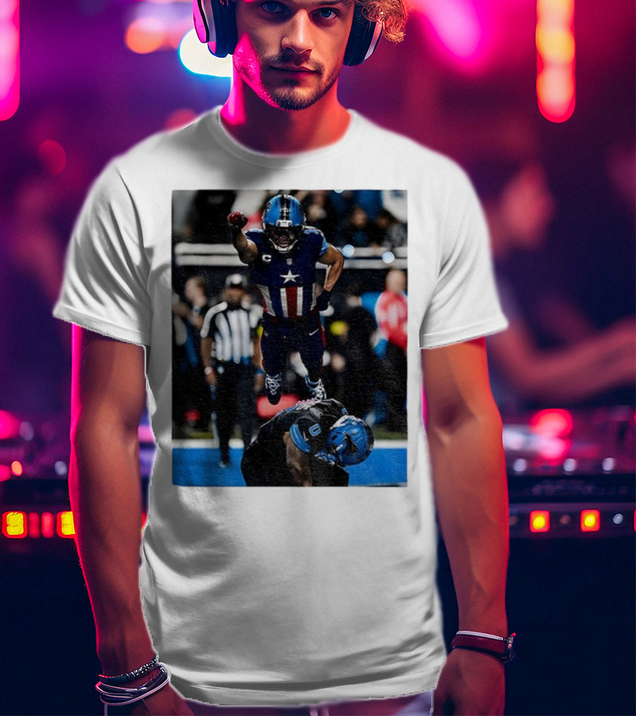 Detroit Lions Amon Ra St Brown Jahmyr Gibbs Captain America Spider-Man NFL Football T-Shirt