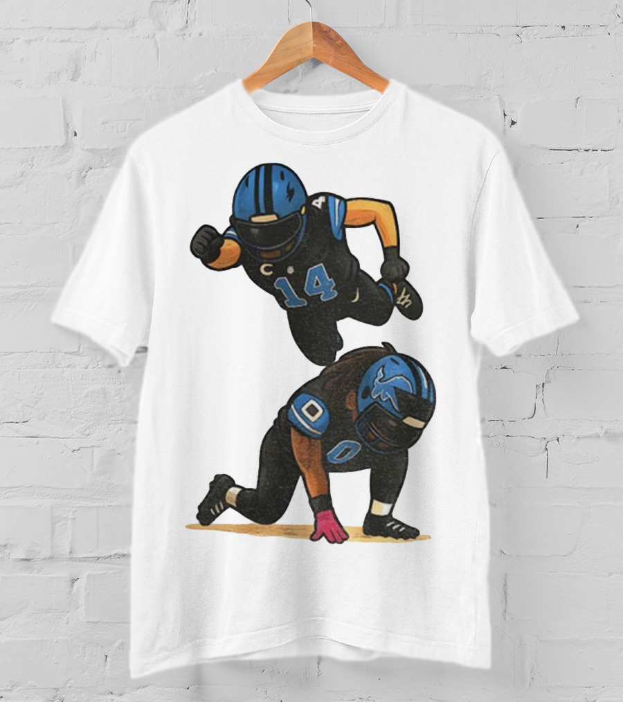 Amon Ra St. Brown Jahmyr Gibbs 14 00 Blue Black Football Celebration T-Shirt