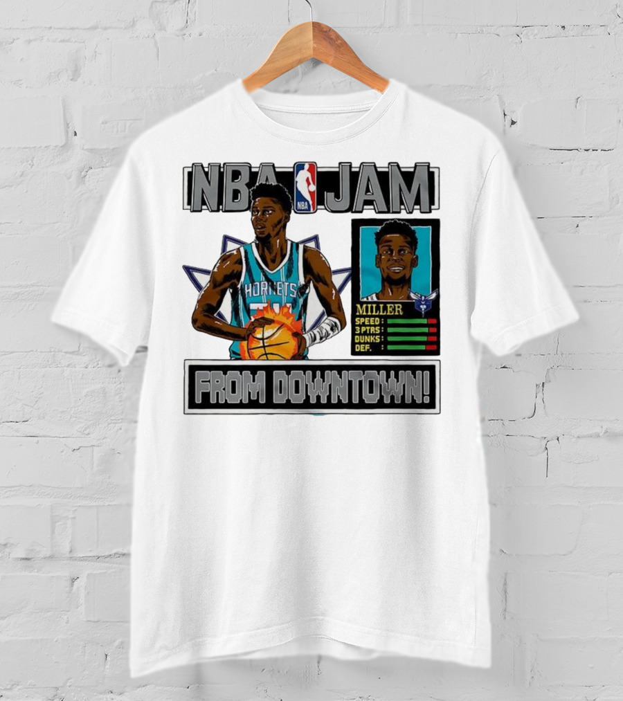 NBA Jam Brandon Miller Charlotte Hornets From Downtown Classic Video Game T-Shirt