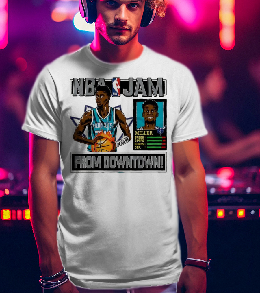 NBA Jam Brandon Miller Charlotte Hornets From Downtown Classic Video Game T-Shirt