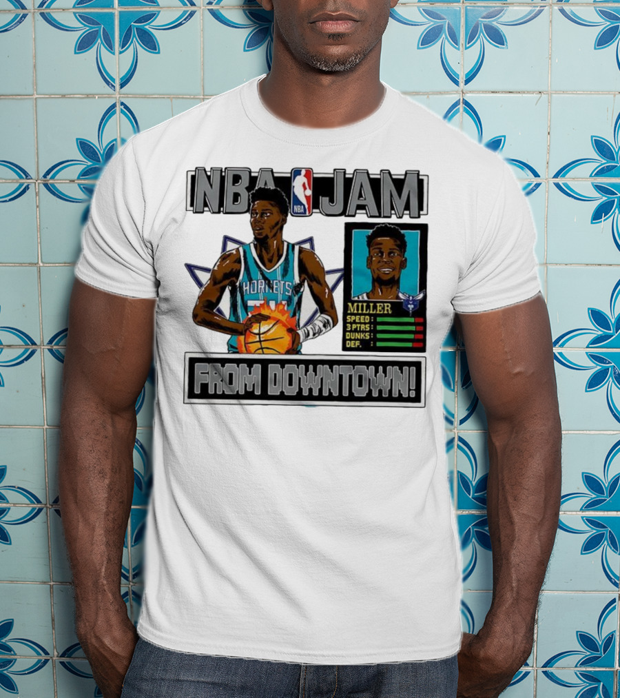 NBA Jam Brandon Miller Charlotte Hornets From Downtown Classic Video Game T-Shirt