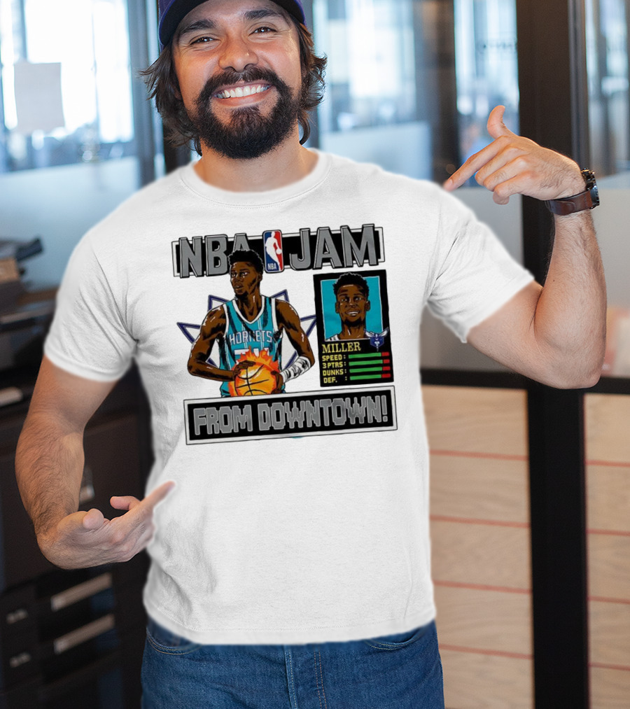 NBA Jam Brandon Miller Charlotte Hornets From Downtown Classic Video Game T-Shirt