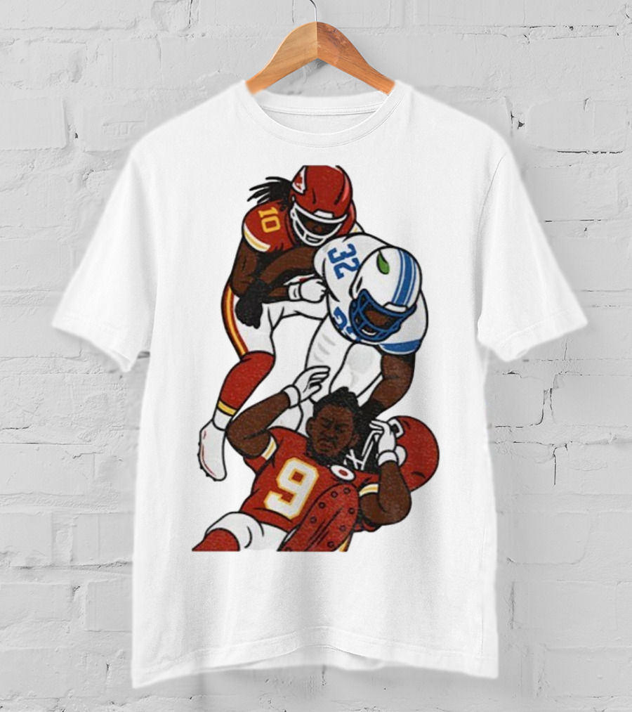 Brian Branch Tackle On Juju Smith-Schuster Detroit Lions Chiefs Football Art T-Shirt