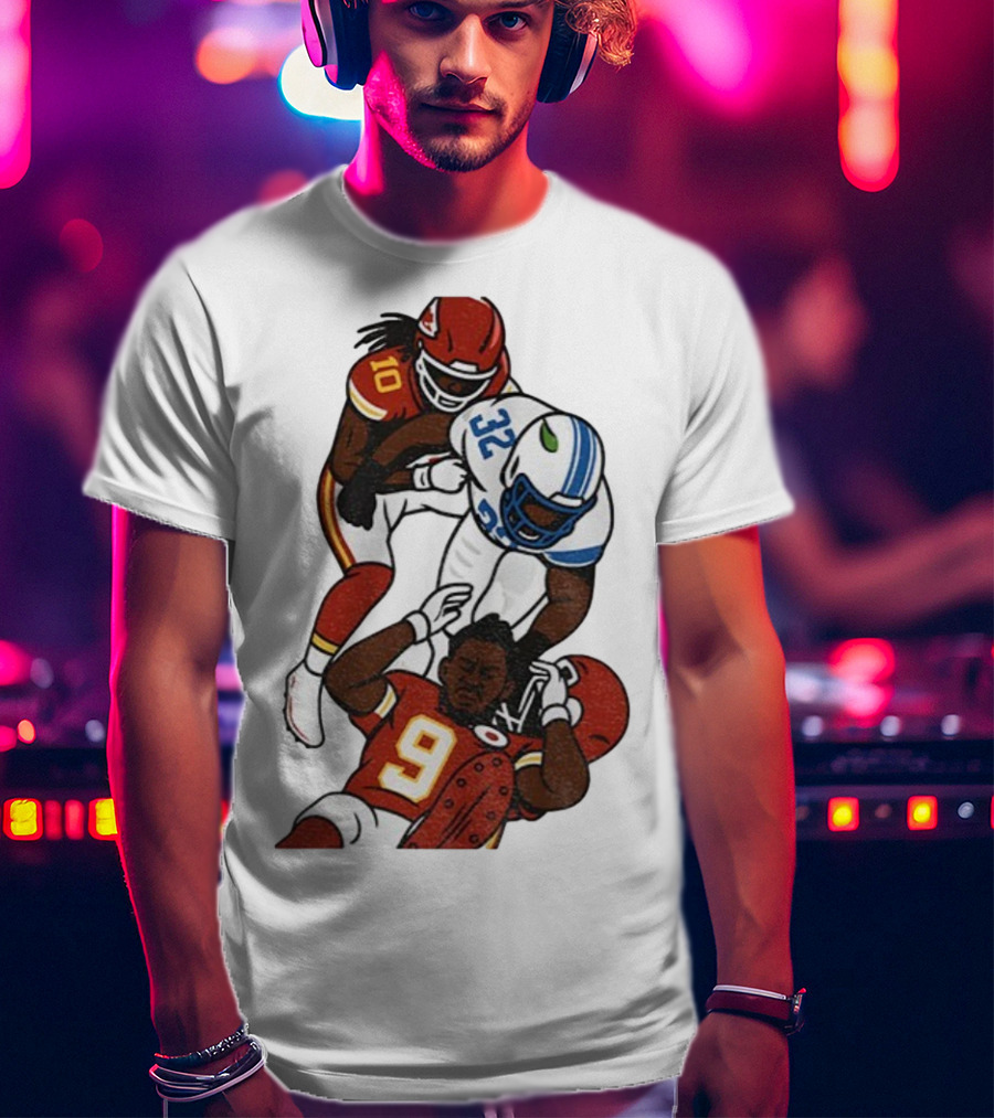 Brian Branch Tackle On Juju Smith-Schuster Detroit Lions Chiefs Football Art T-Shirt