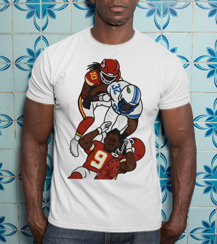 Brian Branch Tackle On Juju Smith-Schuster Detroit Lions Chiefs Football Art T-Shirt