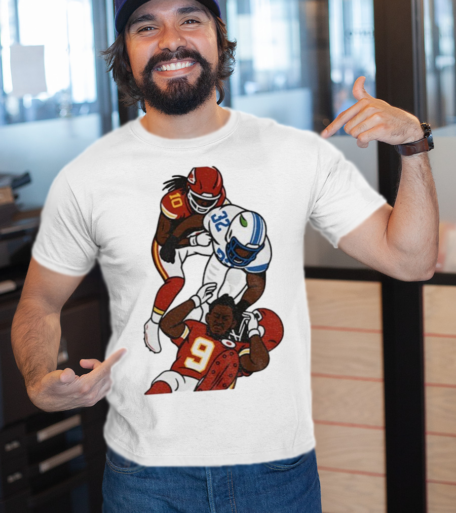 Brian Branch Tackle On Juju Smith-Schuster Detroit Lions Chiefs Football Art T-Shirt