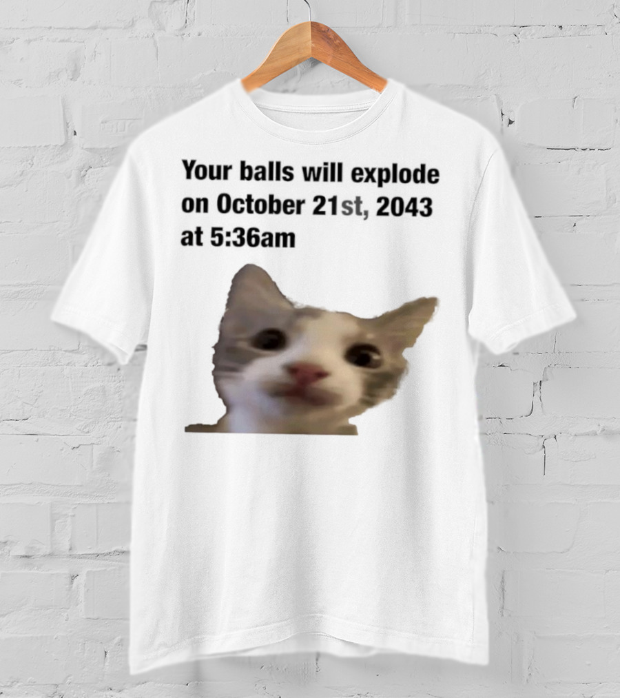 Cat Your Balls Will Explode October 21st 2043 At 5 36am T-Shirt