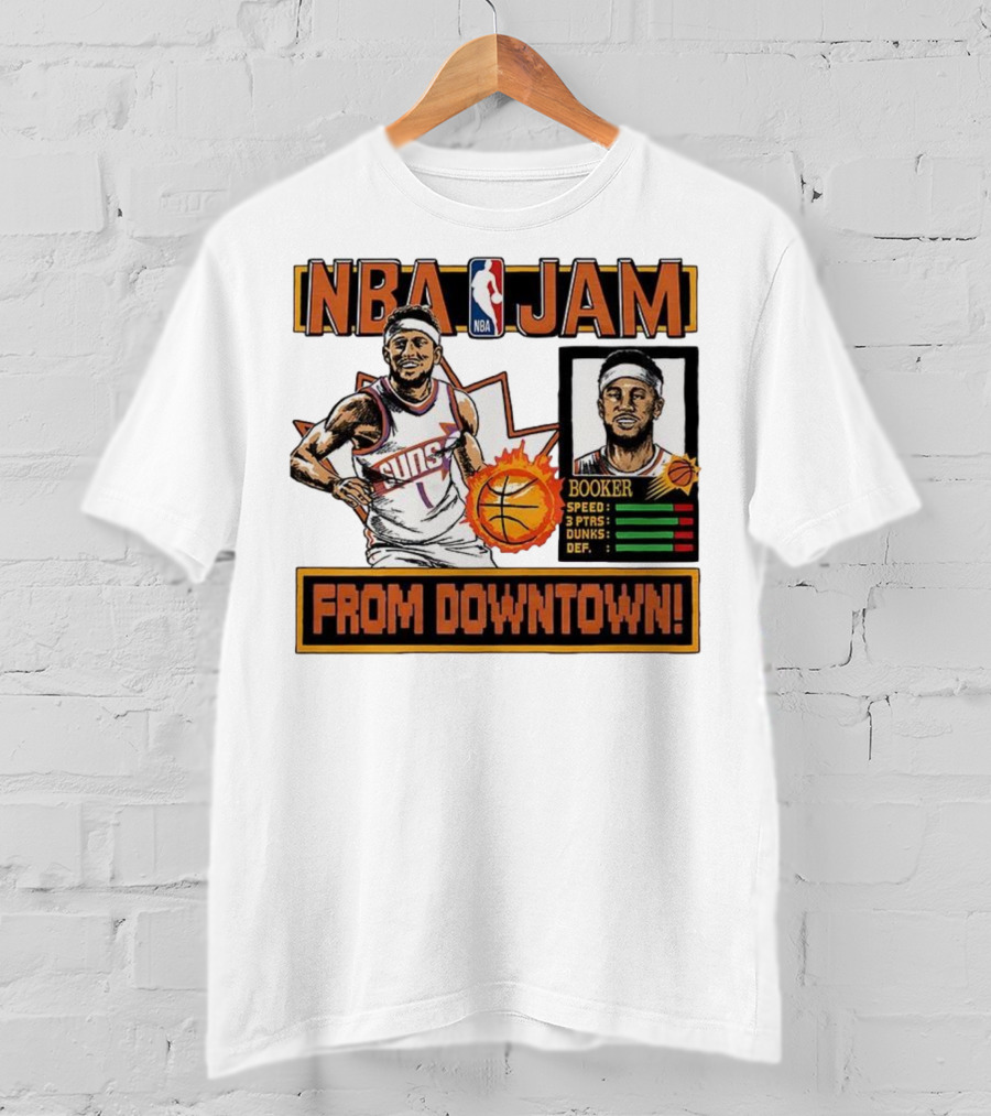 NBA Jam Devin Booker Suns From Downtown Classic Video Game T-Shirt