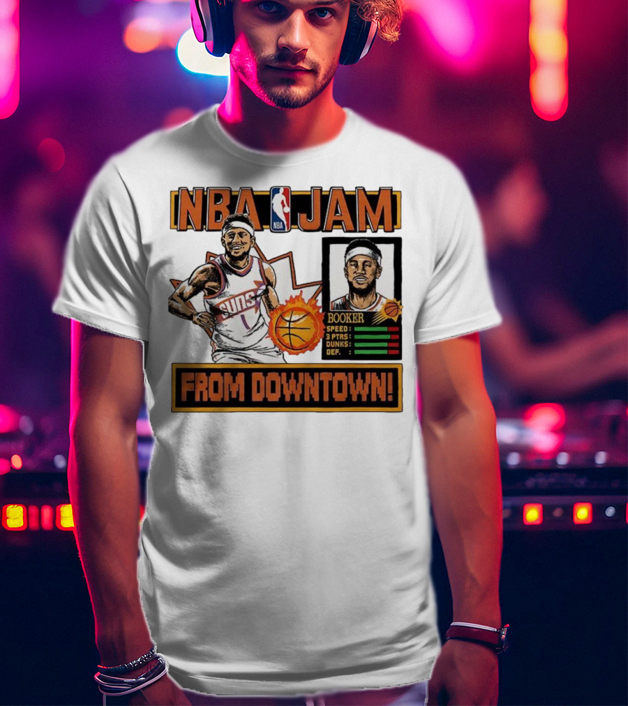 NBA Jam Devin Booker Suns From Downtown Classic Video Game T-Shirt