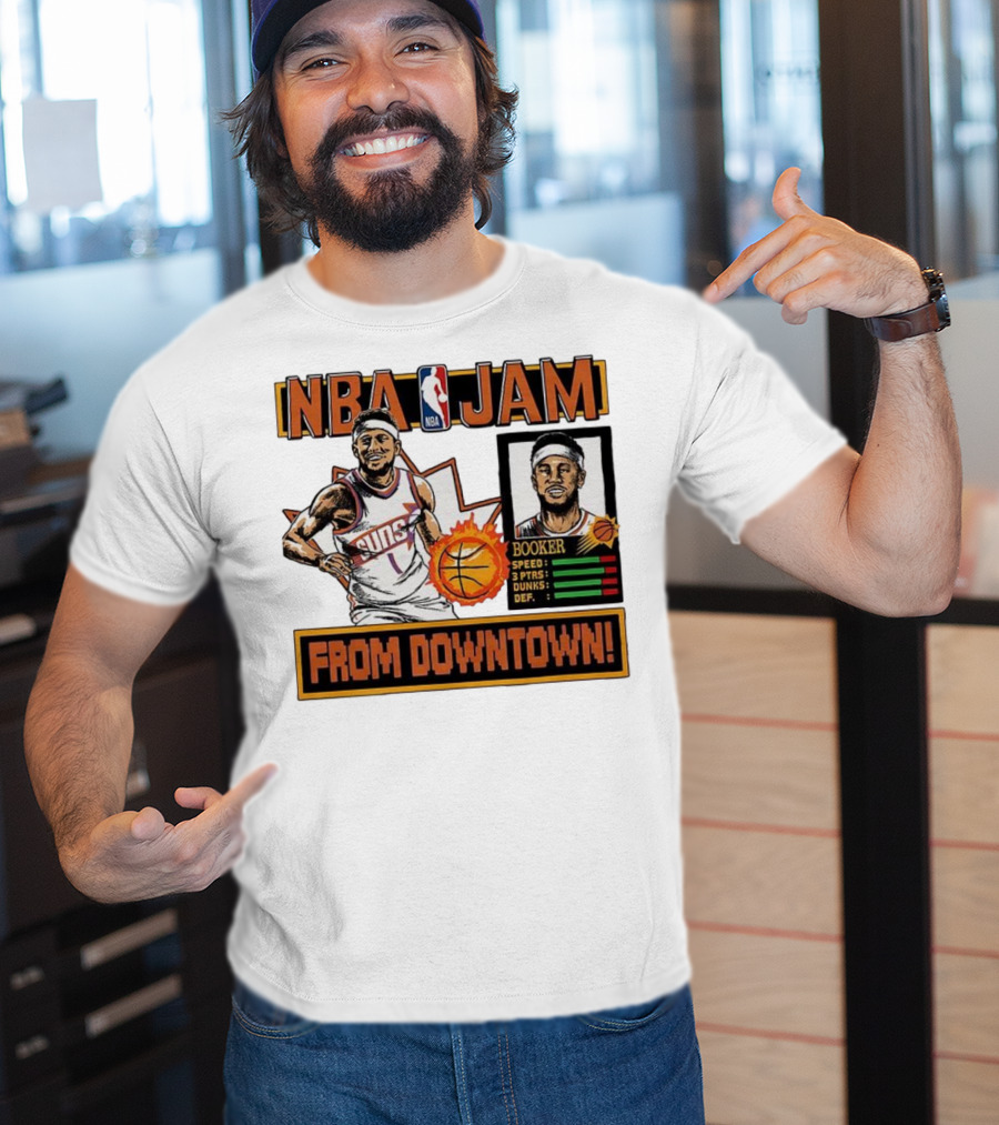 NBA Jam Devin Booker Suns From Downtown Classic Video Game T-Shirt