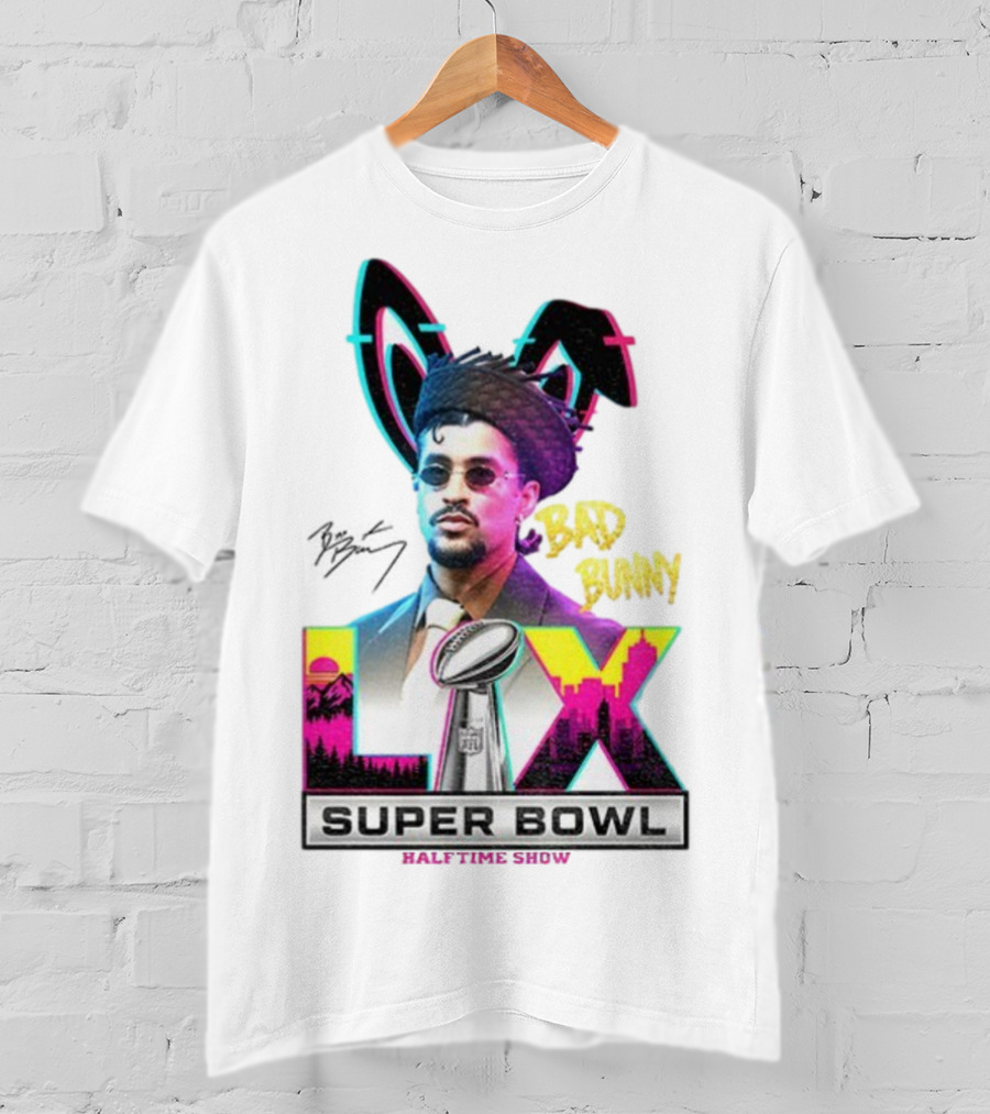 Bad Bunny Super Bowl LVI Halftime Show Signature NFL Icon T-Shirt