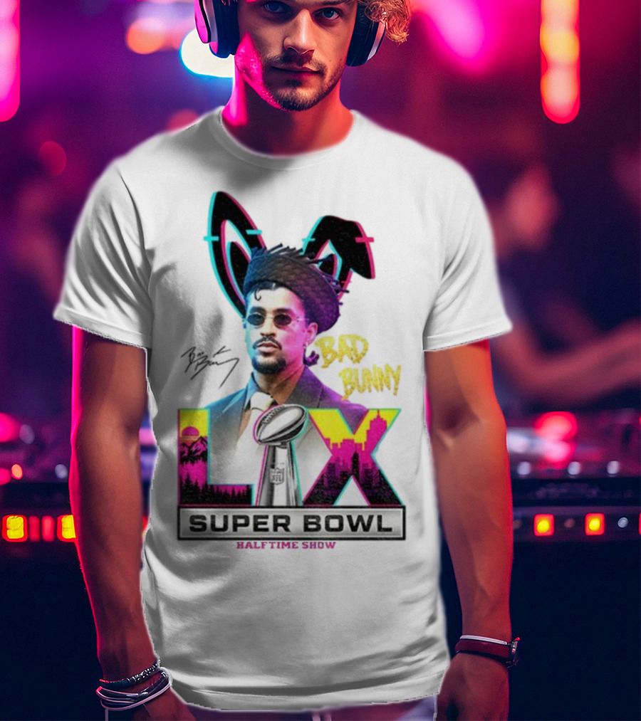 Bad Bunny Super Bowl LVI Halftime Show Signature NFL Icon T-Shirt