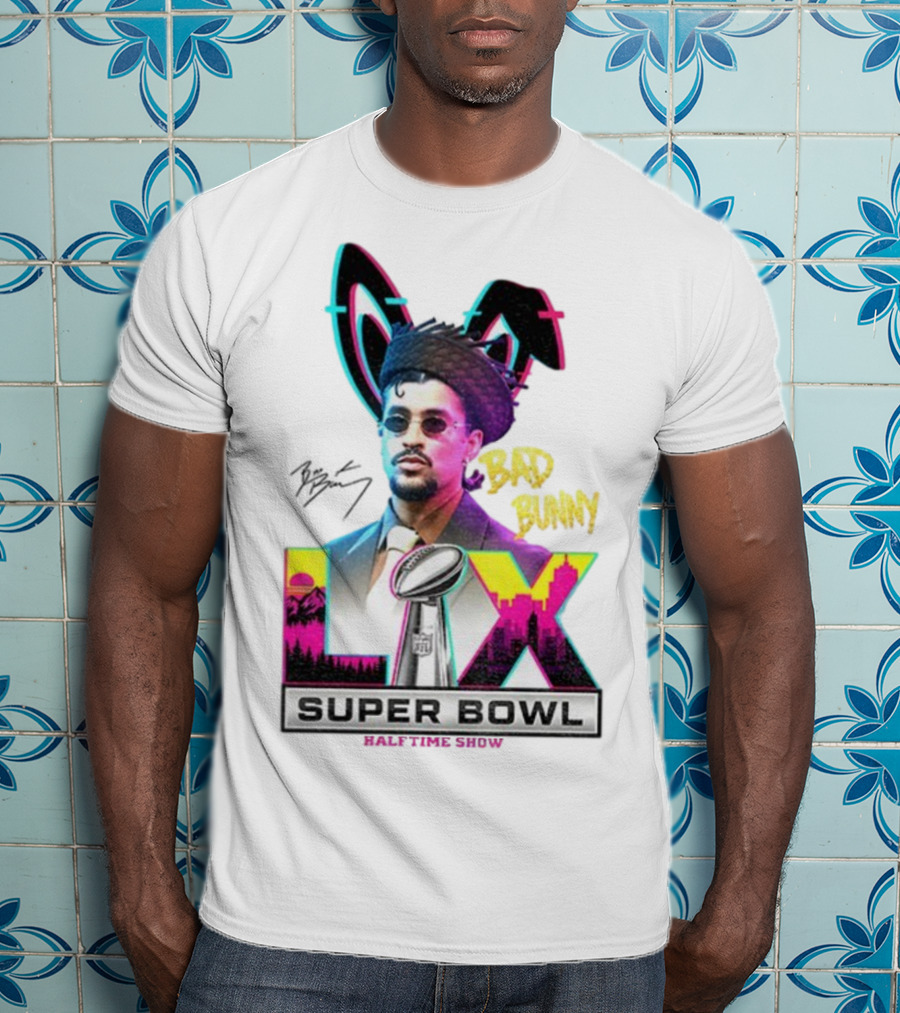 Bad Bunny Super Bowl LVI Halftime Show Signature NFL Icon T-Shirt