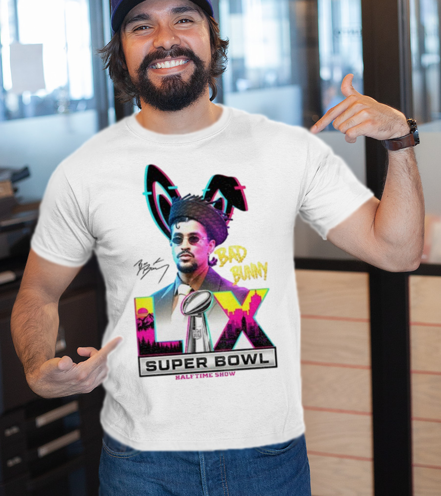 Bad Bunny Super Bowl LVI Halftime Show Signature NFL Icon T-Shirt