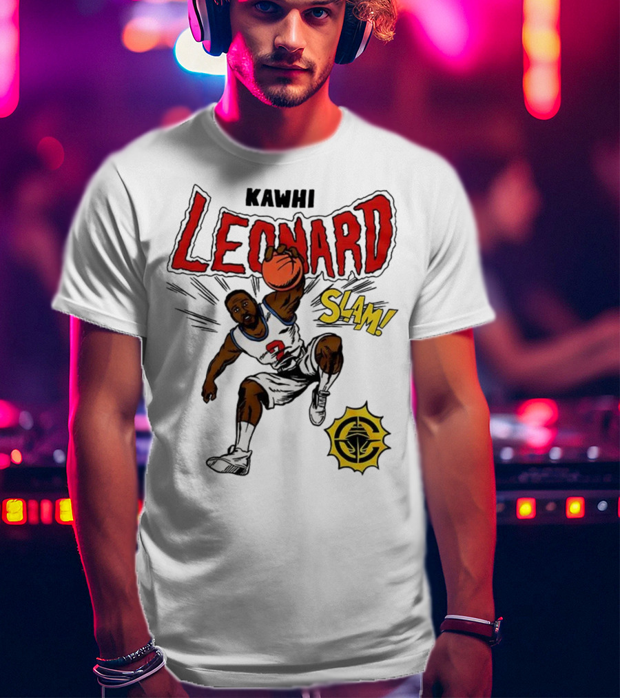 Kawhi Leonard Clippers Slam Comic Book Style Dunk Action T-Shirt