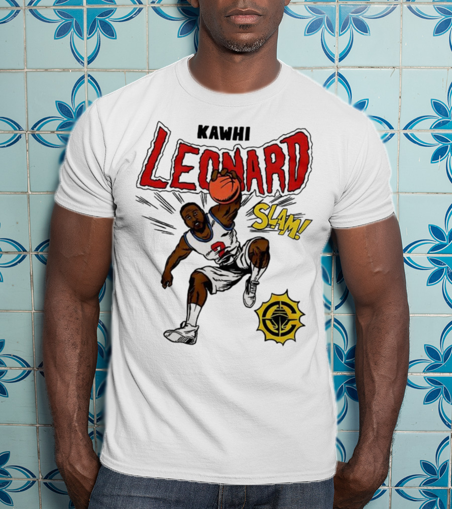 Kawhi Leonard Clippers Slam Comic Book Style Dunk Action T-Shirt