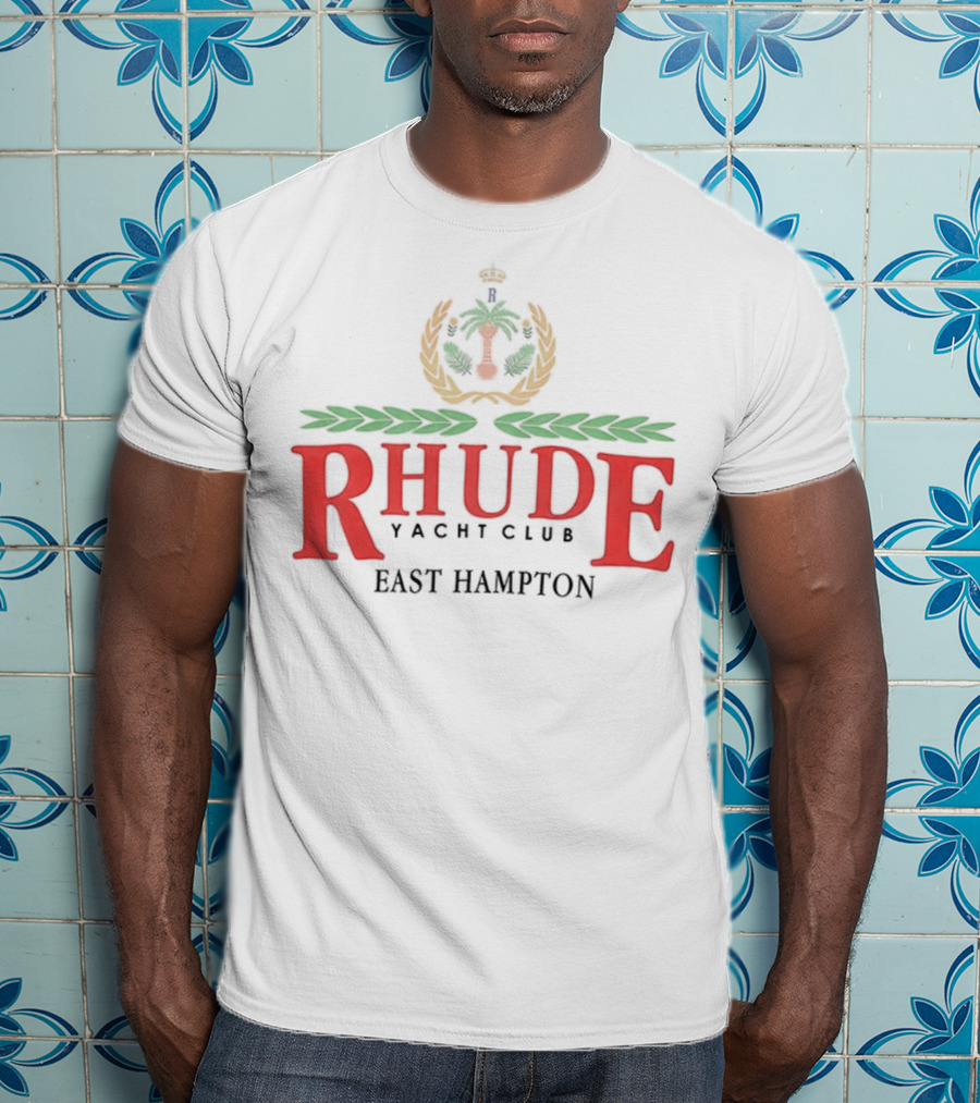 RHUDE Yacht Club East Hampton Emblem With Laurel And Anchor T-Shirt