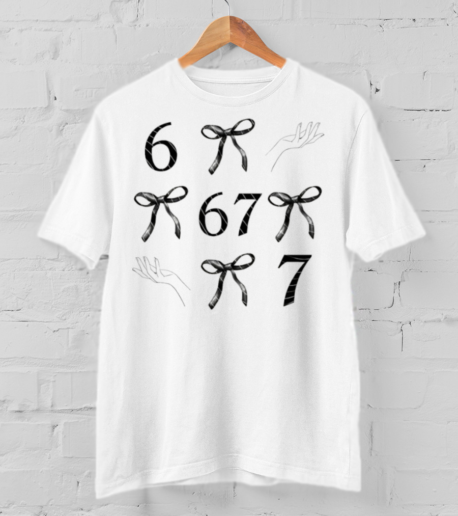 Six Seven 67 Bow Pattern Meme T-Shirt