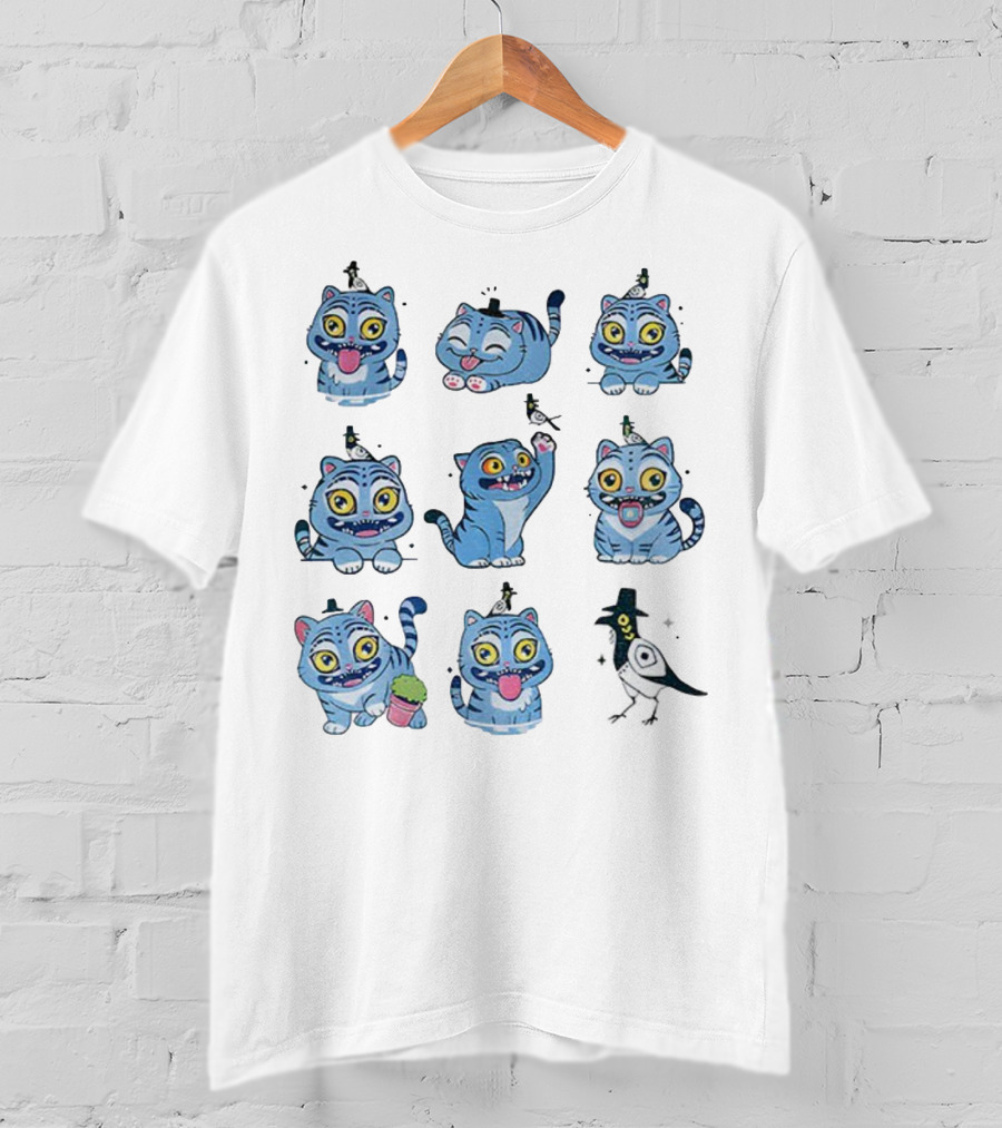 Tiger And Bird Cartoon Kpop Saja Boys Cute Expressions T-Shirt