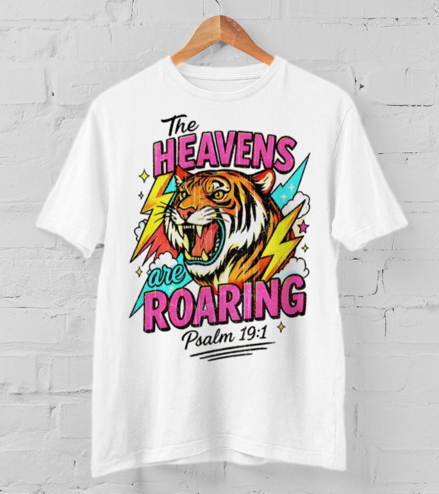 Tigers The Heavens Are Roaring Psalm 19:1 90s Style T-Shirt
