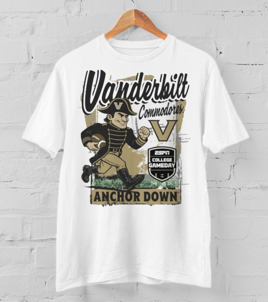 Vanderbilt Commodores Anchor Down ESPN College Gameday 2025 Mascot T-Shirt