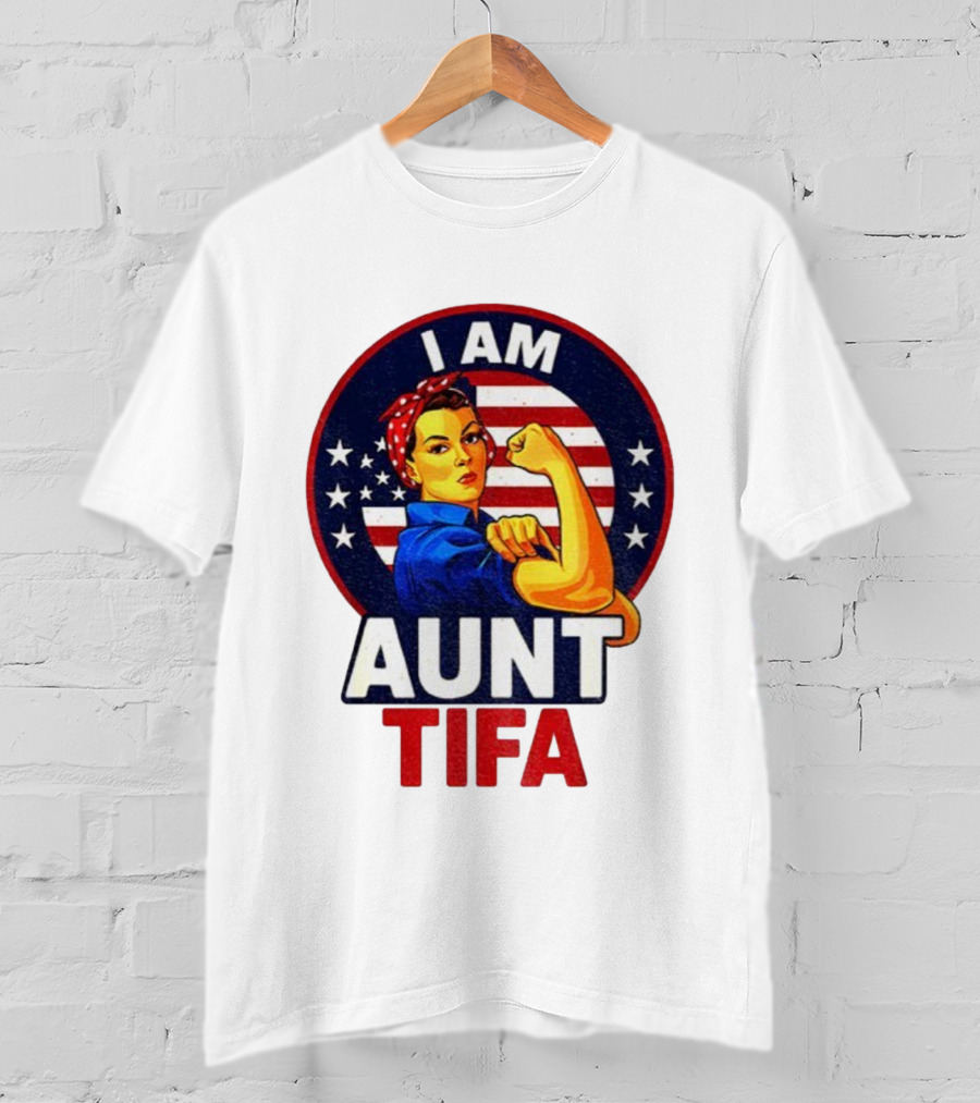 I Am Aunt Tifa Feminist Vintage American Flag T-Shirt