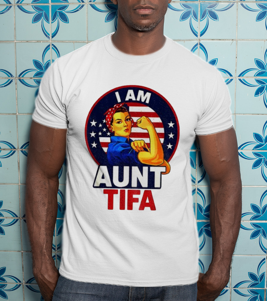 I Am Aunt Tifa Feminist Vintage American Flag T-Shirt