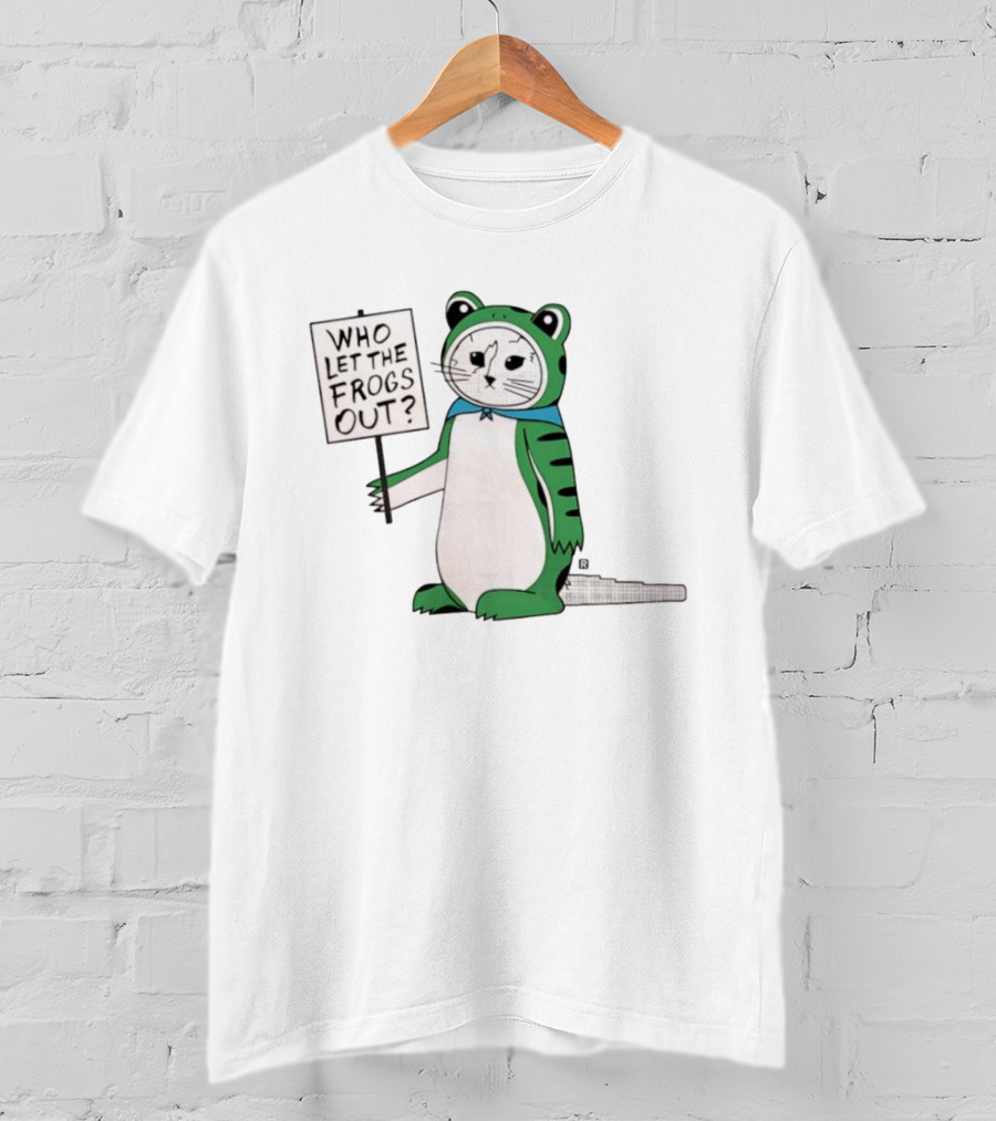 Frog Cat Costume Who Let The Frogs Out Sign T-Shirt