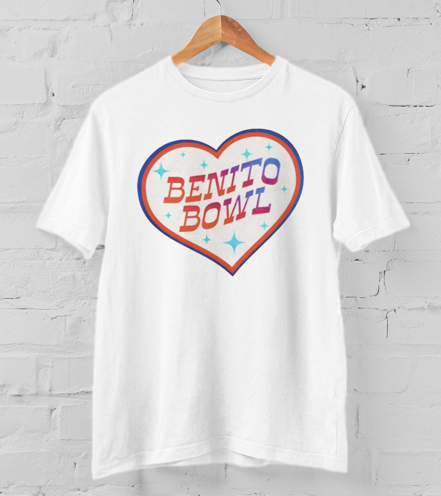 Benito Bowl Heart Design Football 2026 Super Bowl T-Shirt