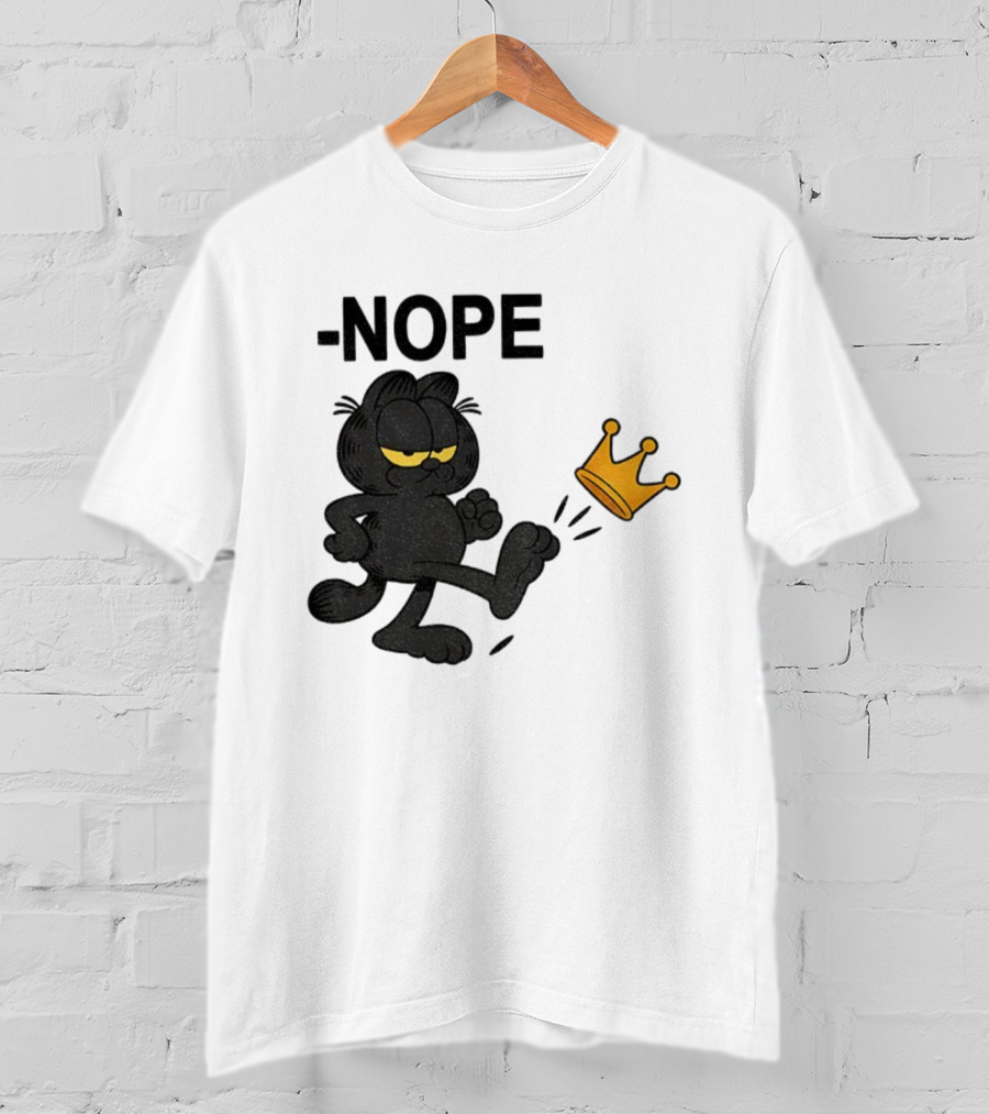 NOPE Black Cat Kicking Crown No Kings In America T-Shirt